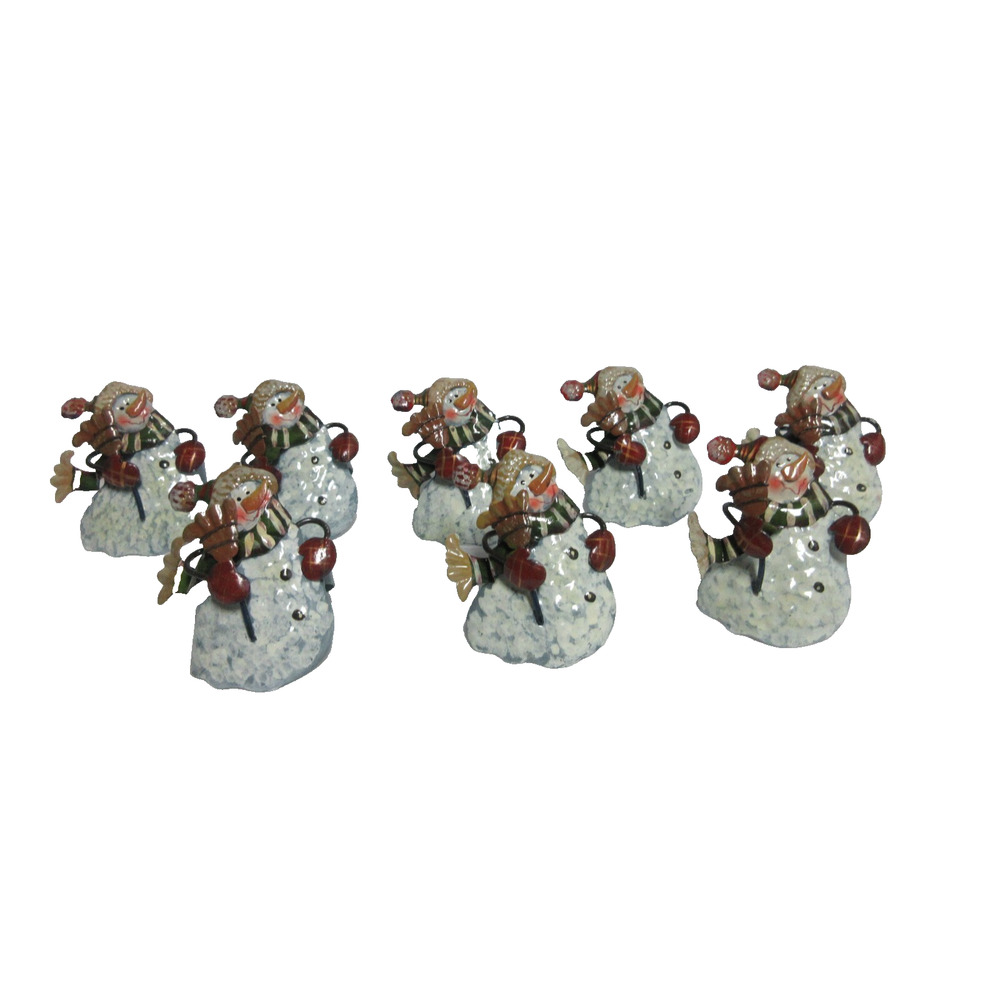 Lot Of 8 Snowman Napkin Rings Metal Rustic Winter Christmas Decor Country